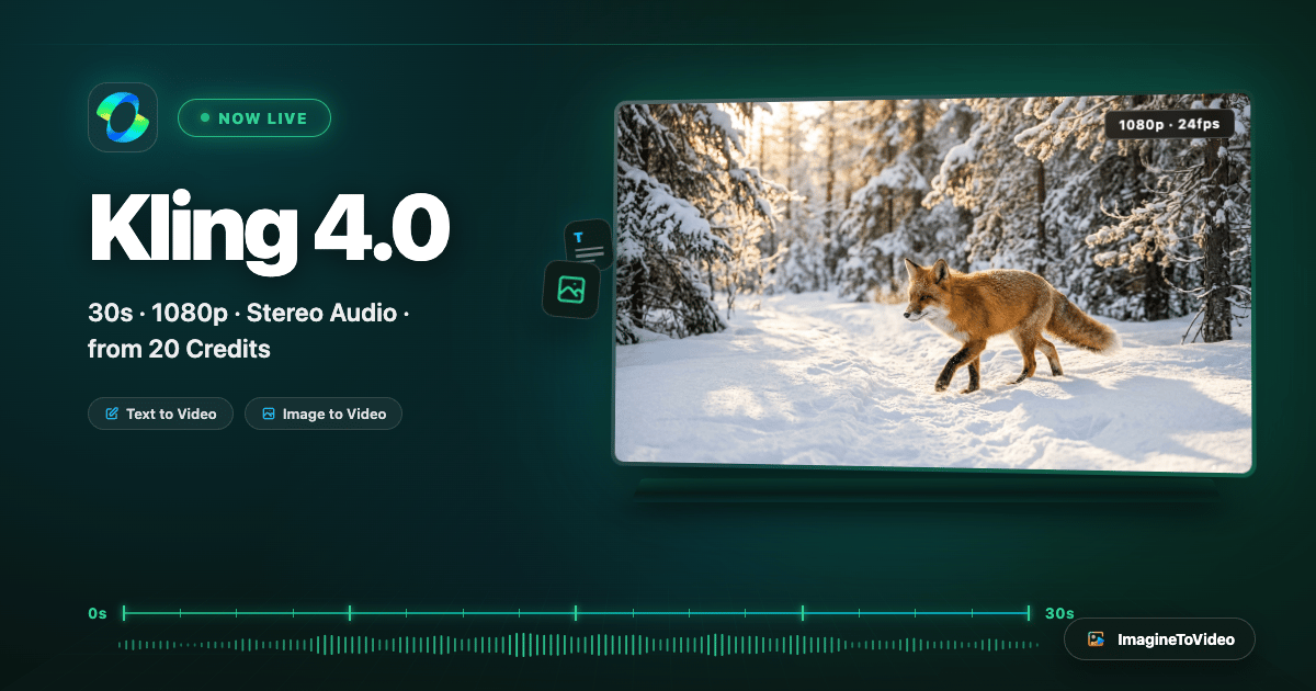 Kling 4.0 chegou ao ImagineToVideo: recursos, preços e como usar - AI Video Generation Tutorial